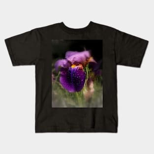 Raindrops on Purple Irises #2 Kids T-Shirt